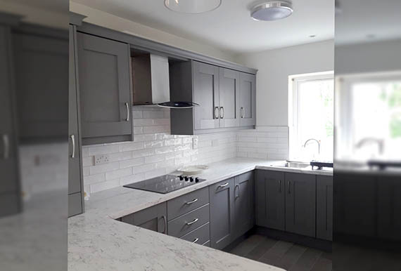 Dust Grey Kitchen with white worktop Image